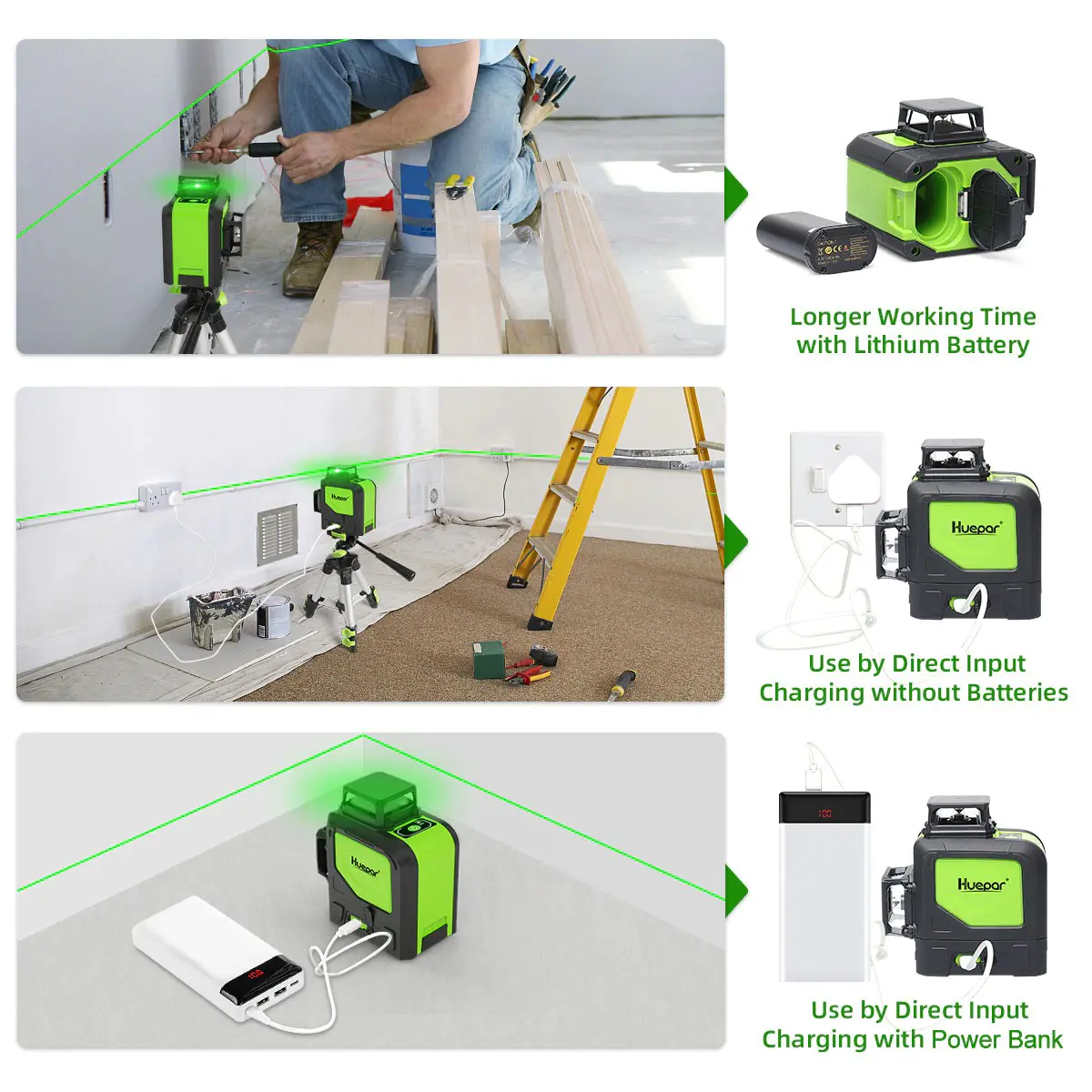 Huepar 903CG 3D 360° Green Leveling Laser - Image 10
