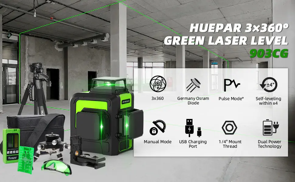 Huepar 903CG 3D 360° Green Leveling Laser - Image 3