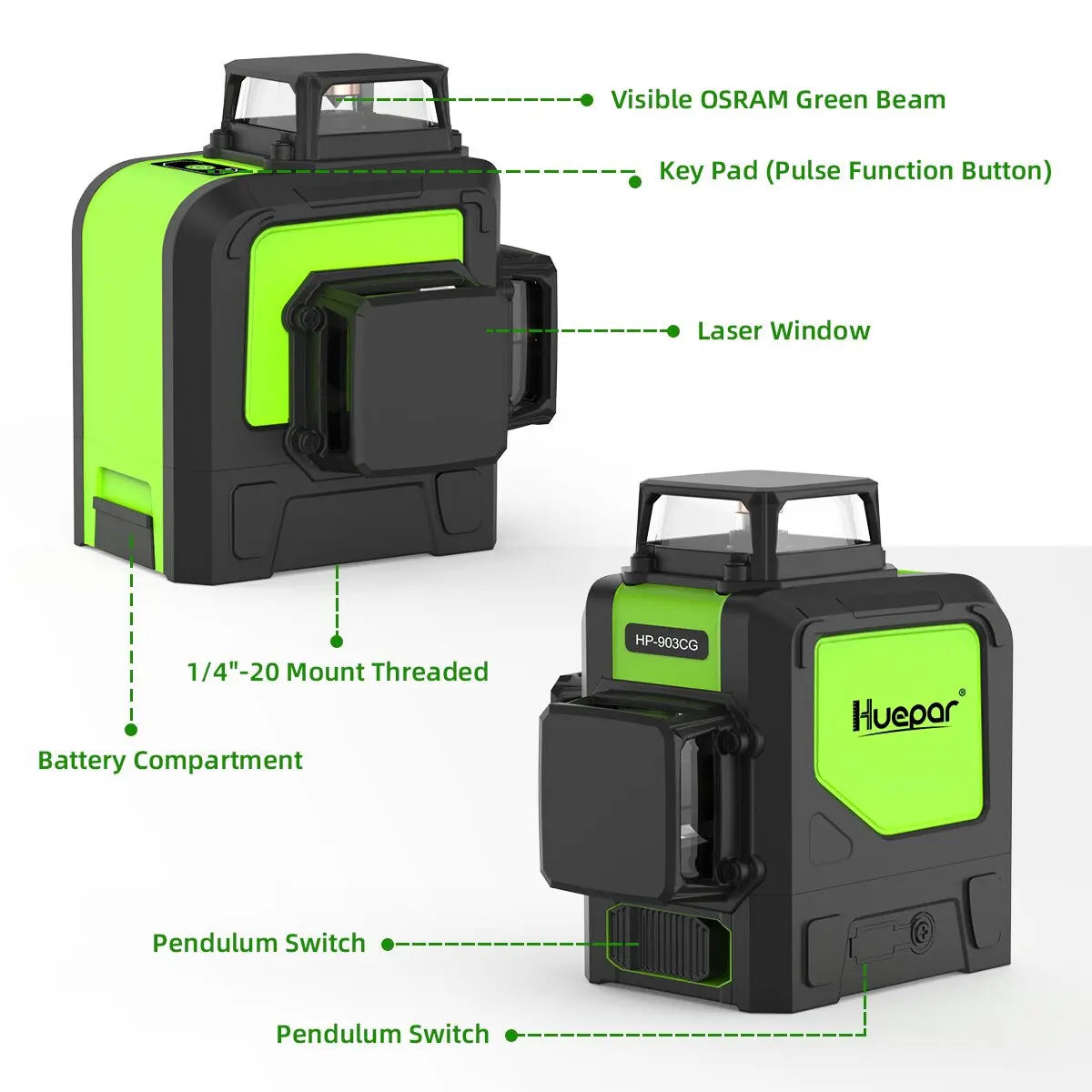 Huepar 903CG 3D 360° Green Leveling Laser - Image 4