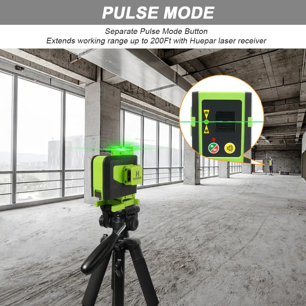 Huepar 904DG 4D 360° Green Level Laser with remote control and detector - Image 9