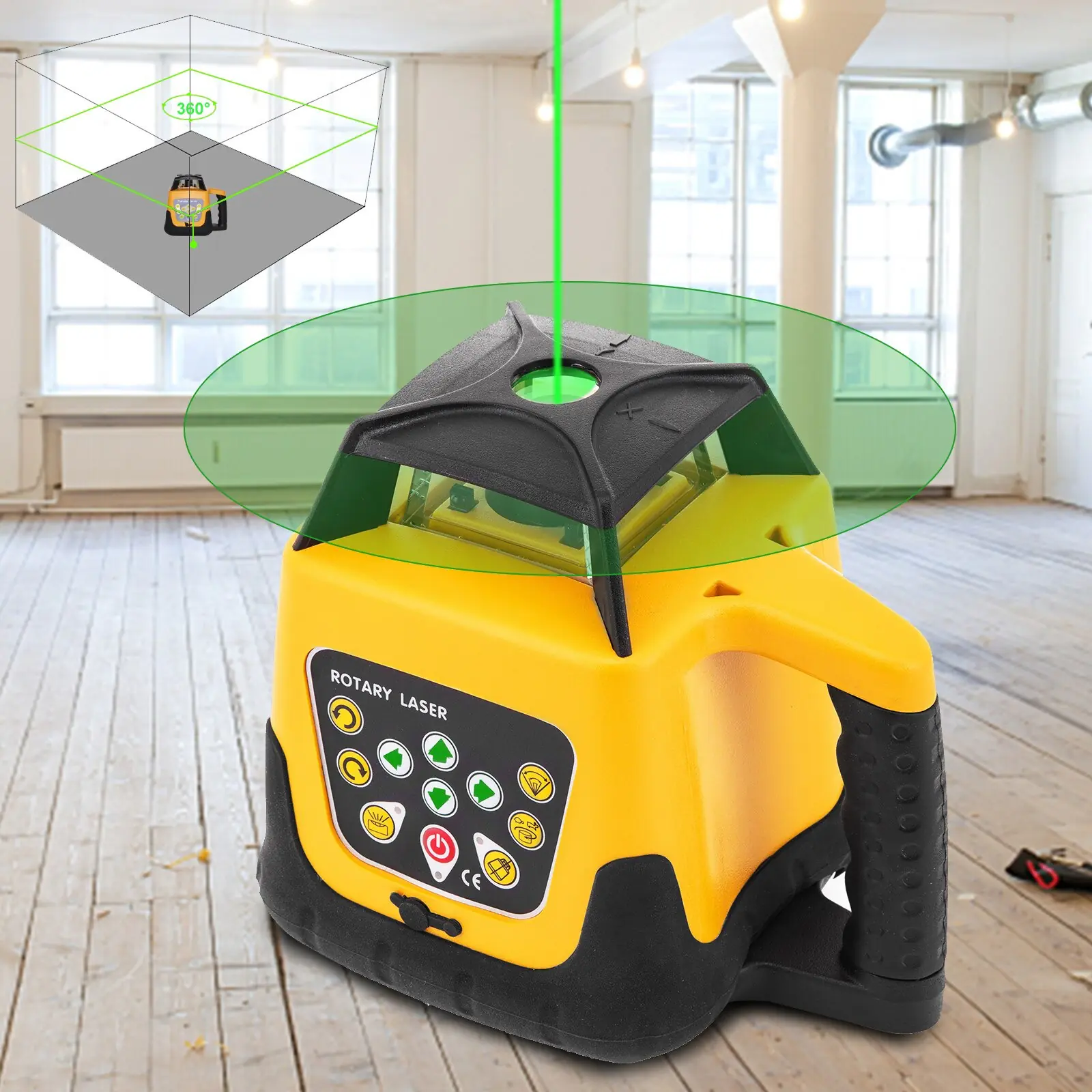 Vevor green rotating laser 360°, 500m, with stand and measurement rod - Image 2